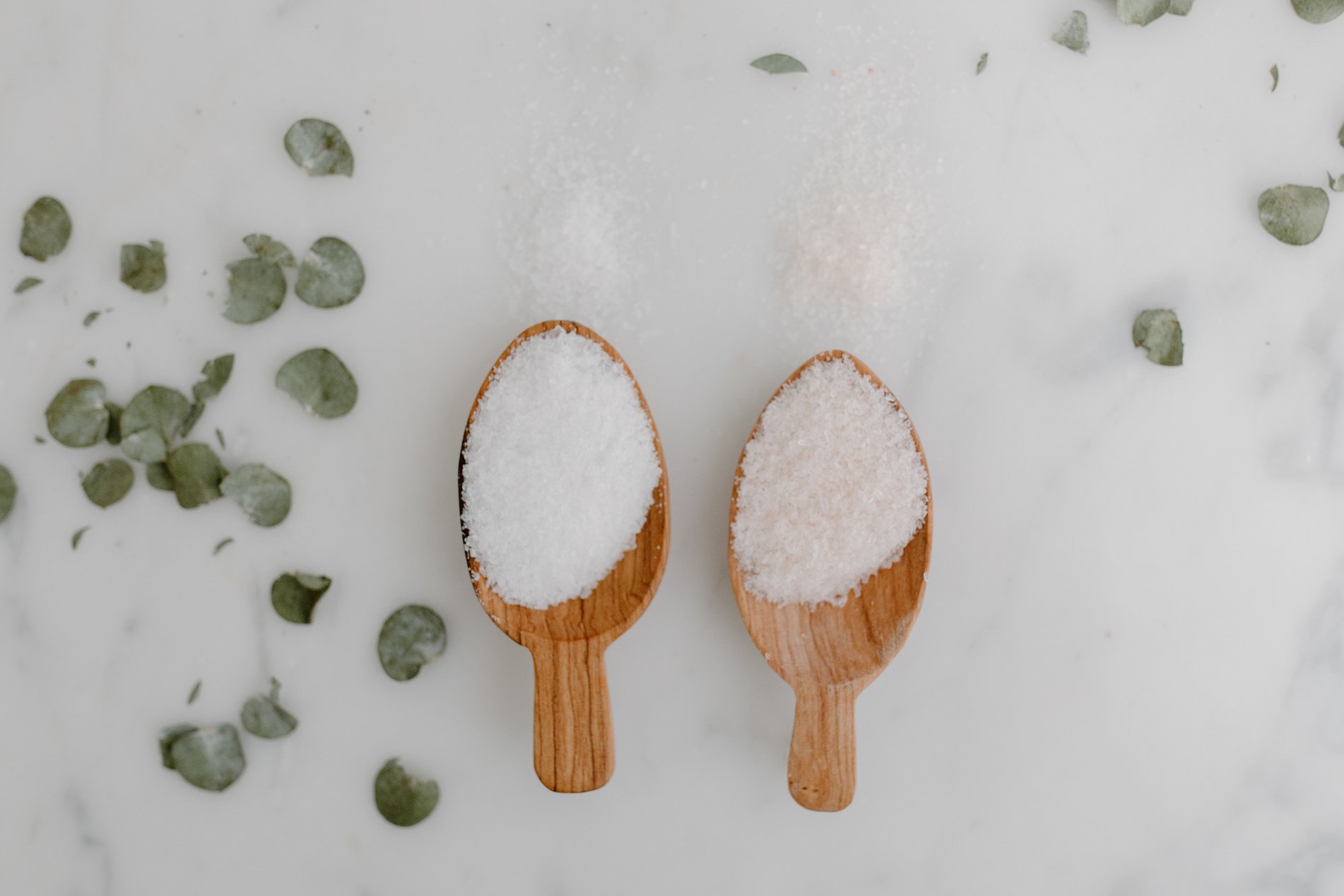 A Pair of Wooden Spoons with Salt Scrub